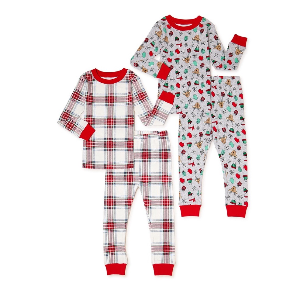 Holiday Time Toddler Christmas Cotton Pajama 4 pieces NEW - Please Bundle